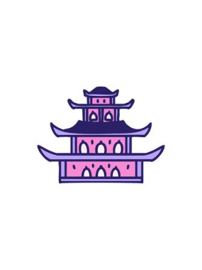 Japon şatosunun basit bir karikatürünün satış animasyonu