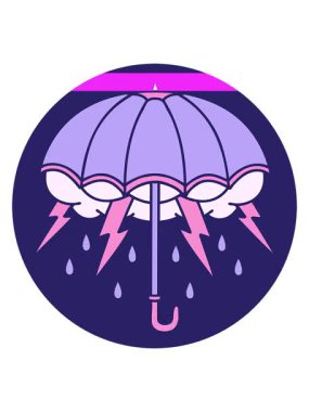 Çizgi film dövme stili bir şemsiye görüntüsünün canlandırmasını çalıştır