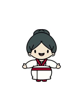 Kolları açık mutlu Japon kadının yıldız patlaması etkisi animasyonu.