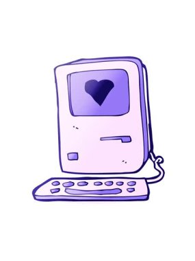 Aşk dolu eski bir bilgisayarın hareketli animasyonunu oynat