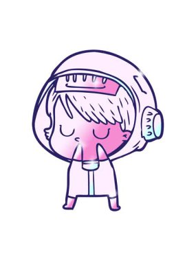 Çizgi film astronot kadın illüstrasyonunun ışıltı etkisi