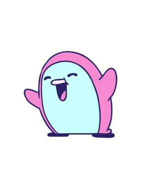 Dikkat çekici animasyon. Penguen Kawaii 'nin sevimli çizgi filmi.