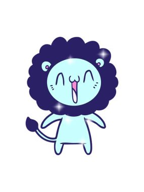 Bir aslanın mutlu çizgi filminin ışıltı etkisi