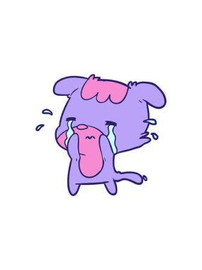 Dikkat çeken çizgi film, ağlayan üzgün köpeğin animasyonu.