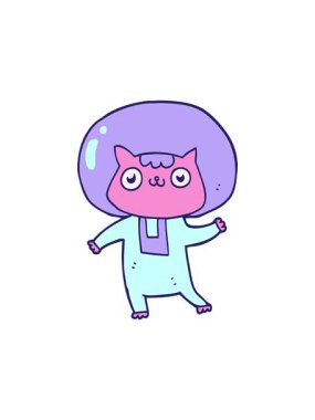 karikatür uzay çağı kedisinin radyoaktif parlayan animasyonu