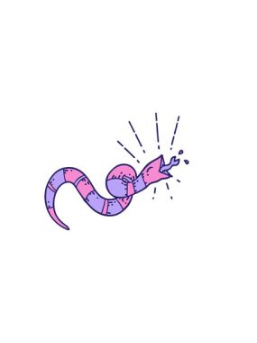 Geleneksel dövme stili tıslayan yılanın yatay titreşimli animasyonu