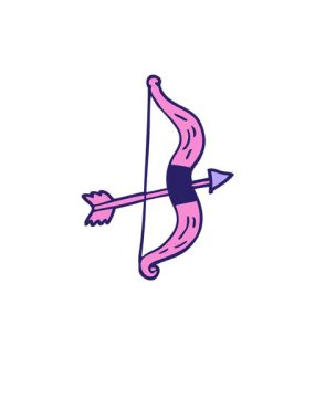 Karikatür karalama yayı ve okun yükselişi ve yüzüşü