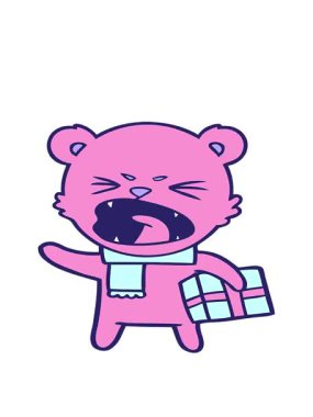 bir hediye ile ayı karakterinin hareketli animasyonu