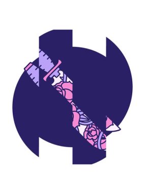 Çiçekli bir hançerin ikonik dövme imajının bölünmüş hareketi.