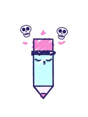 Sihirli Kalem Tebeşiri Çiziminin dönen kafatası animasyonu