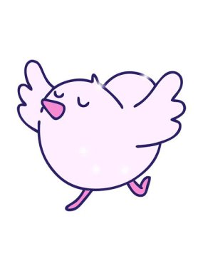 Mutlu bir kuş dansının çizgi filminin ışıltı etkisi