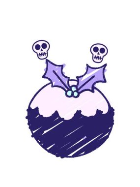 Noel Pudingi Tebeşir Çiziminin kafatası animasyonu