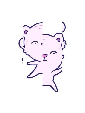 Bir ayı çizgi film karakterinin bölünen hareketi