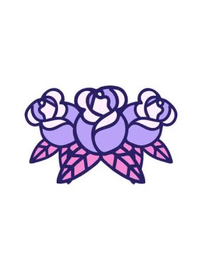 Bir buket çiçeğin eski dövme stili görüntüsünün dönen hareketli animasyonu