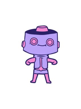 Çizgi film cyborgunun hareket animasyonu