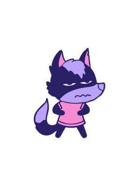 Sinirli bir kurdun çizgi filminin satış animasyonu.