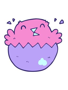 Yumurtadan çıkan karikatür hatunun hareketli animasyonu