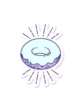 Neon ışık efektleri dövme stili buzlu çöreğin çıkartmasının animasyonu