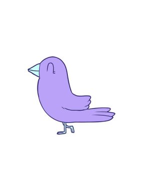 sevimli bir kuşun eski çizgi filminin radyoaktif parlayan animasyonu