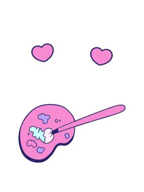 Karikatür sanatçısı paletinin dönen kalp animasyonu