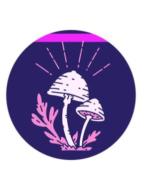 Dövme stili mantar çizgi filminin animasyonunu çalıştır.