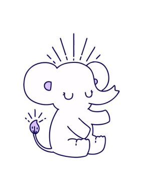 Geleneksel dövme stili şirin filin neon ışık efektleri