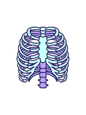 Dövmenin hareketli animasyonu geleneksel göğüs kafesi stilinde.