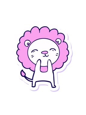 Bir çizgi film aslanının çıkartmasının neon ışık efekti animasyonu