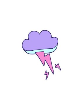 Çizgi film karalamalarının radyoaktif parlayan animasyonu gök gürültüsü ve şimşek bulutu