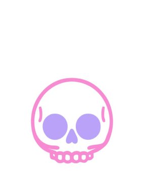 Dövmenin animasyonunu siyah çizgi biçiminde bir kafatası simgesi ile genişletiyor