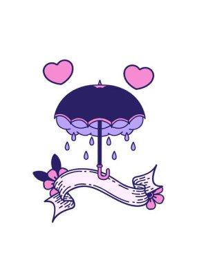 dönen kalp animasyonu geleneksel dövme Şemsiye ve fırtına bulutu bayrağı