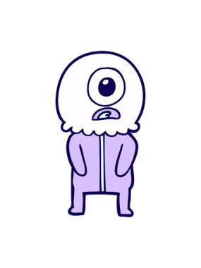 Bir Tepegöz uzaylı uzay adamının neon ışık efekti animasyonu