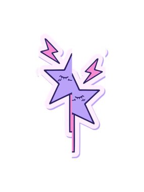 Tatlı bir çizgi film sihirli değneğinin çıkartmasının hareketli animasyonu