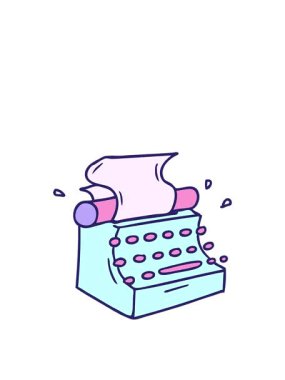 Eski moda daktilonun el yapımı çizgi film karalamalarının zıplama hareketi