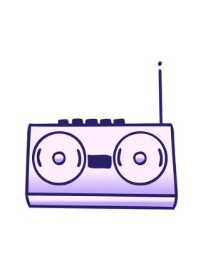 bir retro radyonun gradyan gölgelendirilmiş çizgi filminin efekt canlandırması