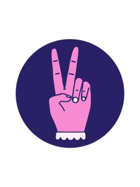 Dikkat, dikkat. Barış sembolünün canlandırması. İki parmak hareketi.