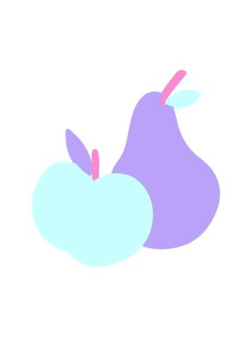 bir elma ve armudun pixelize etkisi canlandırması