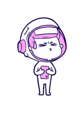 Çizgi filmin neon ışık efekti animasyonu stresli astronot