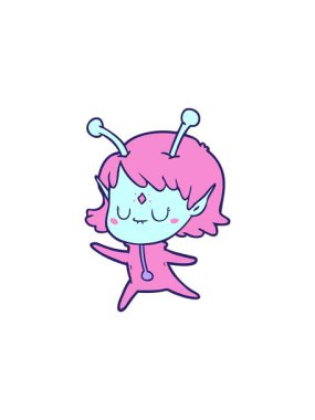 Çizgi film karakteri uzaylı kızın satış animasyonu