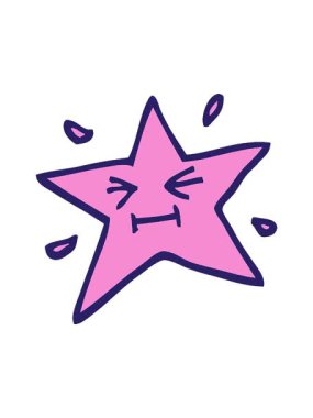 Komik grunge desenli çizim çizgi film yıldızının dönen hareket animasyonu