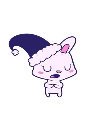 Noel şapkası takan çizgi film tavşanının hareketli animasyonu