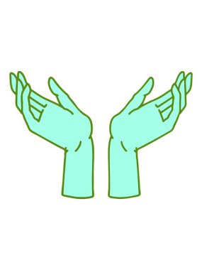 Parlak renkli açık ellerin ikonik dövme stili görüntüsünün titreşimli animasyonu