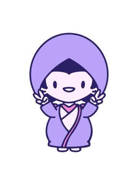 Geleneksel düğün kıyafetleri içindeki bir Japon kadının ışık efekti animasyonu