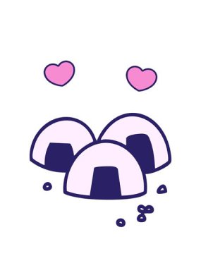 Japon Onigiri pirinç aperatifinin dönen kalp animasyonu