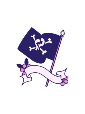 Geleneksel dövmenin korsan bayrağı ile canlandırılması dikkat çekici.