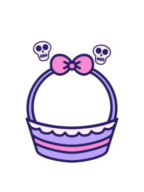 Paskalya sepetinin parlak renkleriyle dönen kafatası animasyonu