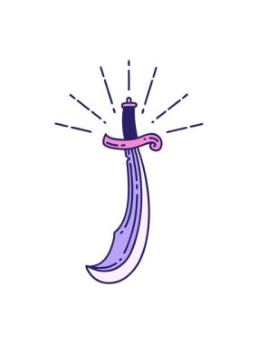 Parlak ışık efekti dövme stili kılıcın animasyonu