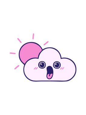 Bulutlu şirin bir güneş çizgi filminin basınçlı animasyonu