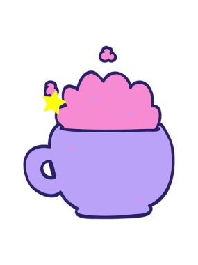 Kıvılcım saçan yıldızlar çizgi film karalama köpüklü lattenin animasyonunu etkiler.