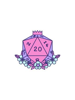 Retro Tattoo 'nun doğal 20 D20 zarının çiçek elementli satışı animasyonu